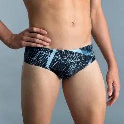 Bañador Hombre Natación Nabaiji Slip 900 Koli Gris Estampado