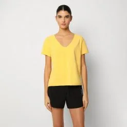 Camiseta De Manga Corta Para Mujer Scalpers ADN W TEE Amarilla De Algodón BCI