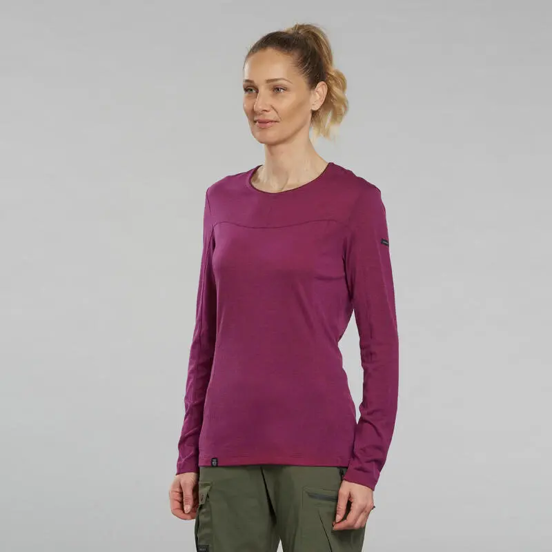 Camiseta De Montaña Y Trekking Lana Merino Mujer Forclaz MT500 Rosa 3 Camiseta De Montaña Y Trekking Lana Merino Mujer Forclaz MT500 Rosa