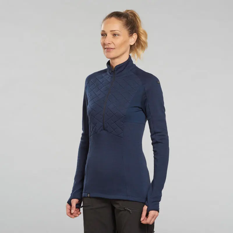 Camiseta De Montaña Y Trekking Lana Merino Mujer Forclaz MT900 Azul 3 Camiseta De Montaña Y Trekking Lana Merino Mujer Forclaz MT900 Azul