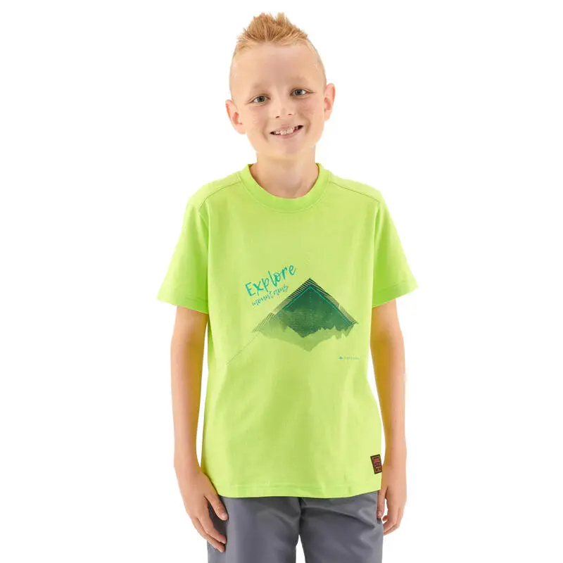 Camiseta De Montaña Y Trekking Manga Corta Niños 7-15 Años Quechua MH100 Verde 3 Camiseta De Montaña Y Trekking Manga Corta Niños 7-15 Años Quechua MH100 Verde