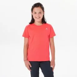 Camiseta Montaña Y Trekking Manga Corta Niños 7-15 Años Quechua MH500 Rosa
