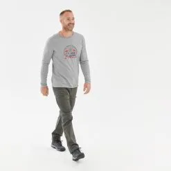 Quechua Camiseta NH100 ML Hombre - Gris Claro -Regattas Tienda camiseta nh100 ml hombre gris claro 3