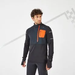 Camiseta Running Manga Larga Con Cremallera Kiprun Warm Azul Negro Y Gris -Regattas Tienda camiseta running manga larga con cremallera kiprun warm azul naranja