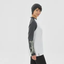 WEDZE Camiseta Térmica De Esquí Lana Merina Mujer - BL 590 Brokovitch - Gris Blanco -Regattas Tienda camiseta termica de esqui lana merina mujer bl 590 brokovitch gris blanco 3