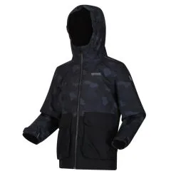 Regatta Chaqueta Impermeable Salman Camuflaje Para Niños/Niñas Negro -Regattas Tienda chaqueta impermeable salman camuflaje para niosnias negro 3