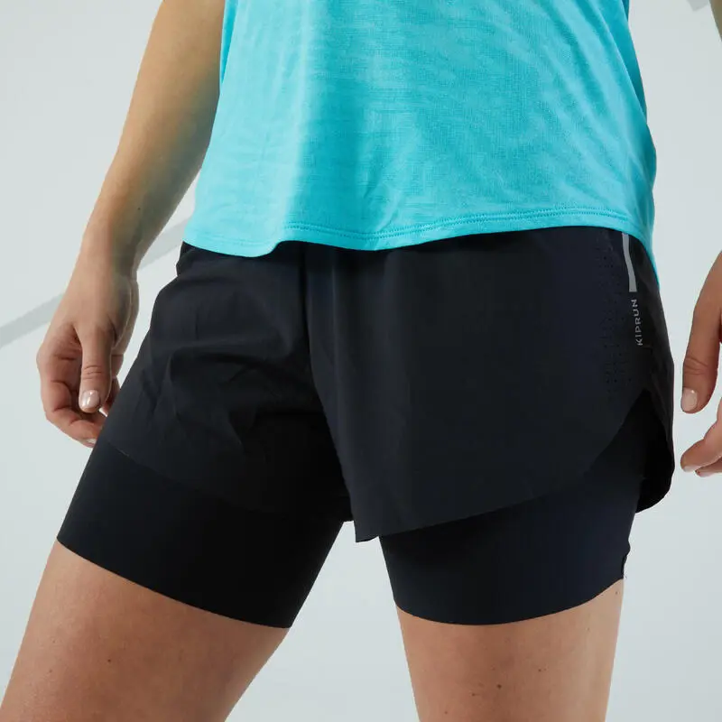 Pantalón Corto 2 En 1 Running Mujer - KIPRUN MARATHON Negro 5 Pantalón Corto 2 En 1 Running Mujer - KIPRUN MARATHON Negro - Imagen 3
