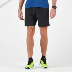 Pantalón Corto Running Múltiples Bolsillos Hombre Kiprun Marathon Negro