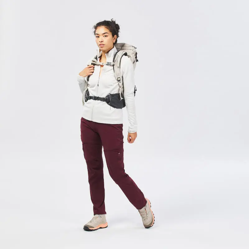 Quechua Pantalón Transformable De Senderismo Montaña - MH550 - Burdeos - Mujer 5 Quechua Pantalón Transformable De Senderismo Montaña - MH550 - Burdeos - Mujer - Imagen 3