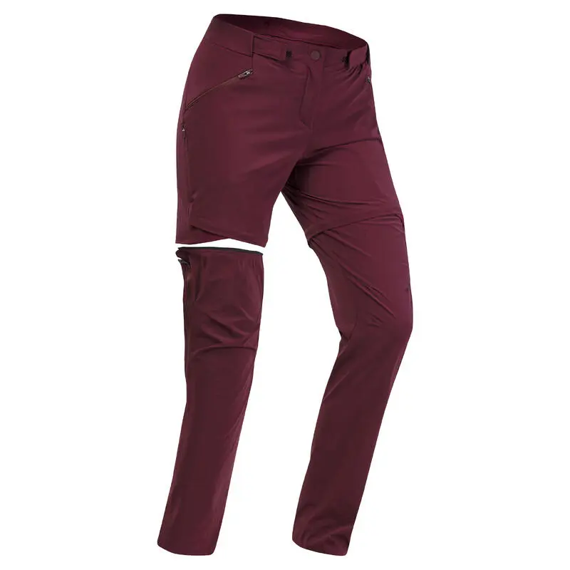 Quechua Pantalón Transformable De Senderismo Montaña - MH550 - Burdeos - Mujer 3 Quechua Pantalón Transformable De Senderismo Montaña - MH550 - Burdeos - Mujer